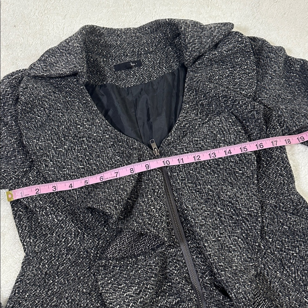 Anthropologie Ryu Feminine Tweed‎ Wool Blend Ruffled Tailored Chic Coat L Gray - Picture 6 of 9